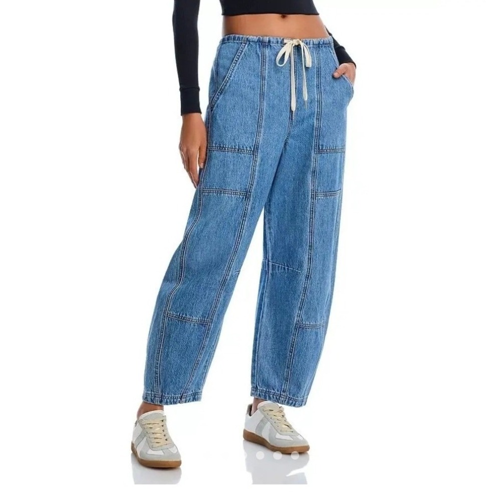 NWT Blanknyc‎ Women Fan Mail Low Rise Barrel Leg Jeans Drawstring jean Size S